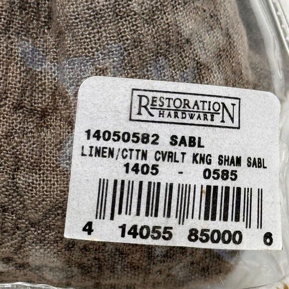 Restoration Hardware Italian Linen & cotton coverlet king pillow sham NWT - Picture 4 of 5